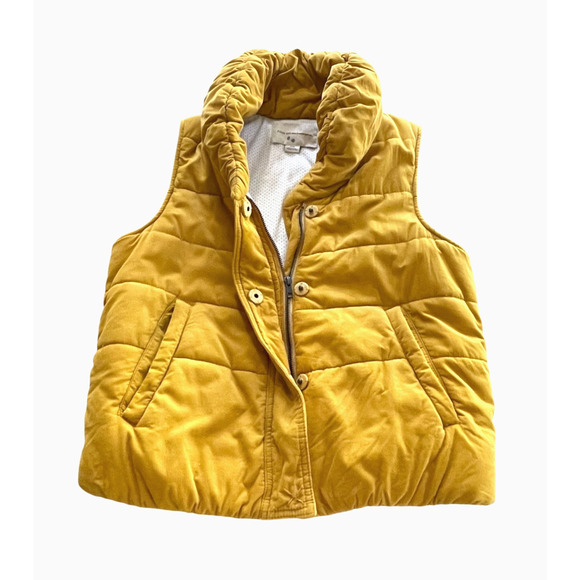 PILCRO AND THE LETTERPRESS Size Medium Mustard Yellow Corduroy Snap Puffer Vest - Picture 5 of 8